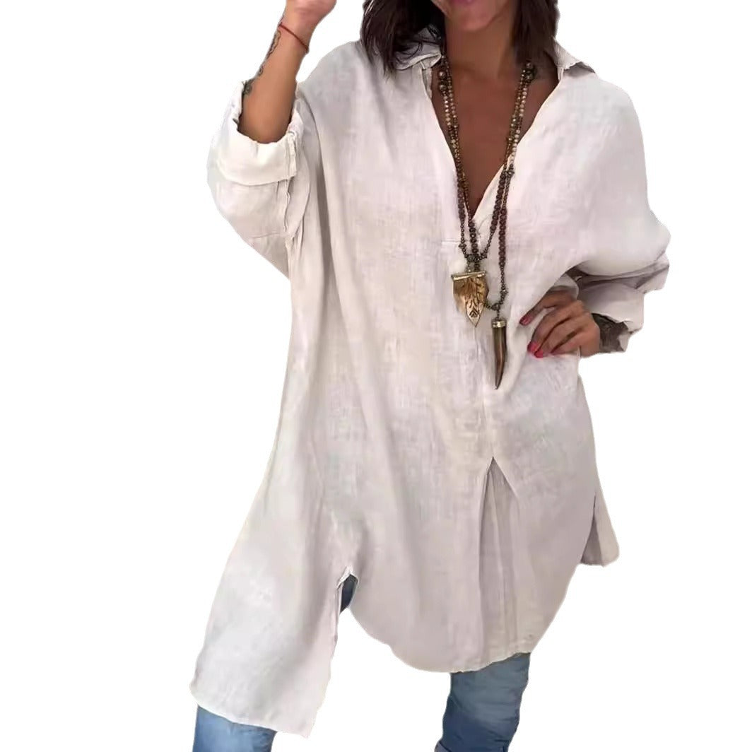 Cali V-Neck Women's Shirt | Breathable Cotton-Linen Blend, Plus Size Available 5