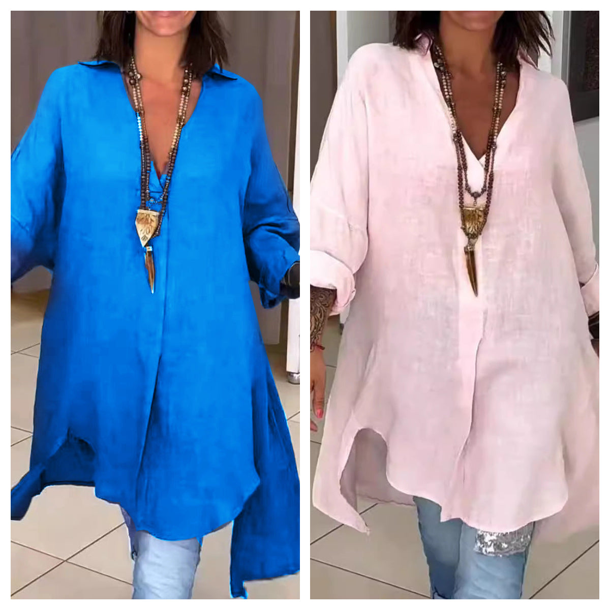 Cali V-Neck Women's Shirt | Breathable Cotton-Linen Blend, Plus Size Available 8