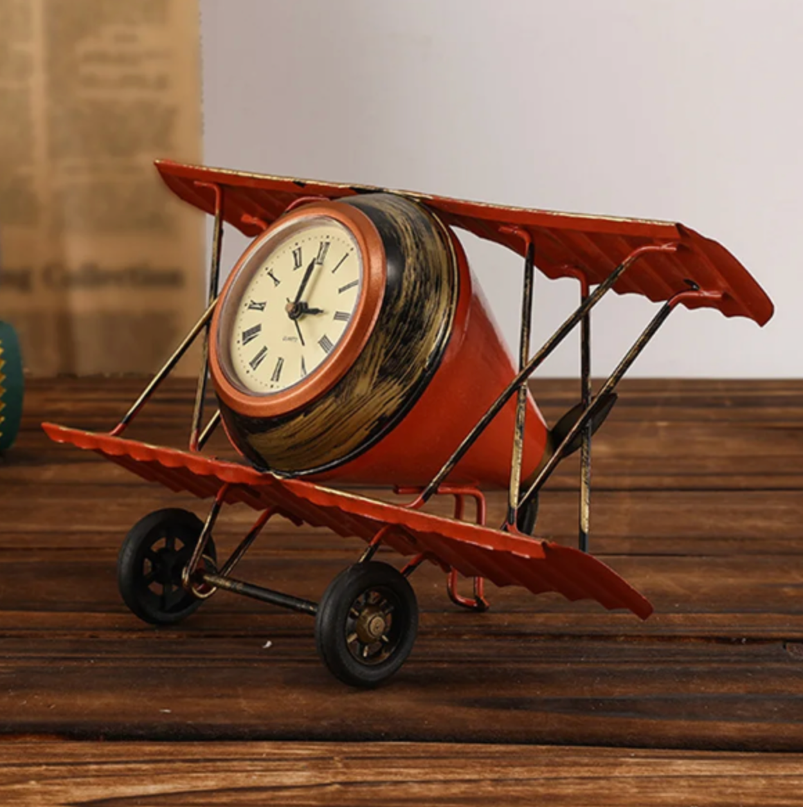 "Time Flies" Retro Airplane Clock