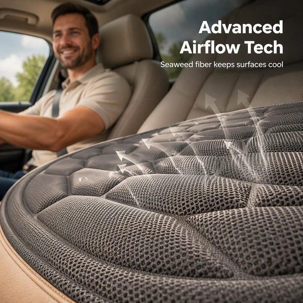 Certa Car Seat Cushion | Seaweed Fiber, Ergonomic Latex Core, Universal Fit 2