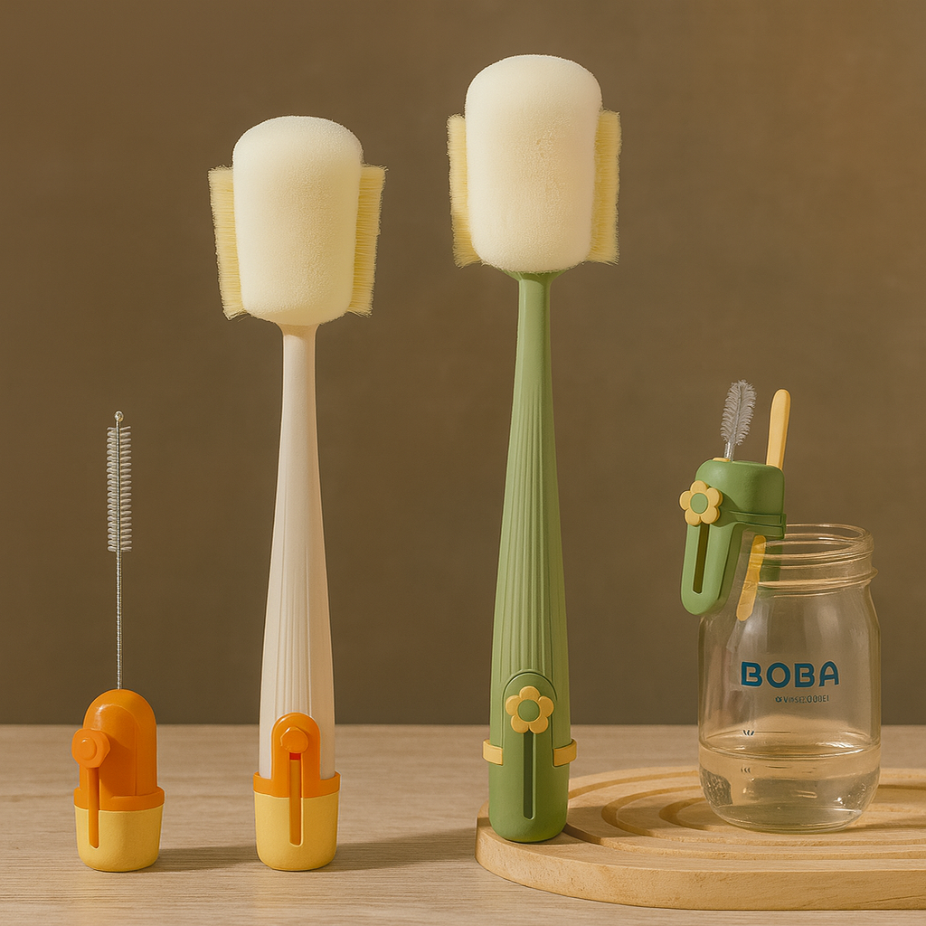 Snufra CleanPro — 5-in-1 Bottle and Glass Cleaning Brush with Ergonomic Grip