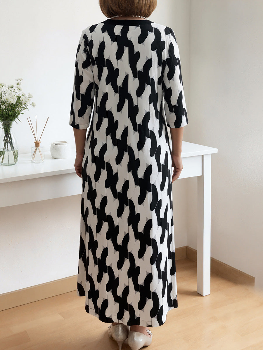 Chic Maxi Dress | V-Neck, Mid-Length Sleeves, Plus Size Available 3