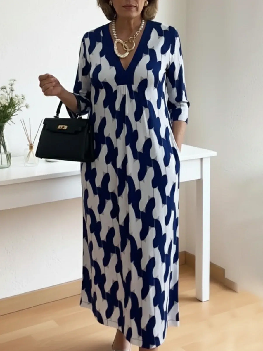 Chic Maxi Dress | V-Neck, Mid-Length Sleeves, Plus Size Available 4