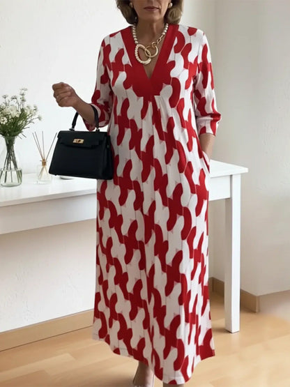 Chic Maxi Dress | V-Neck, Mid-Length Sleeves, Plus Size Available 6