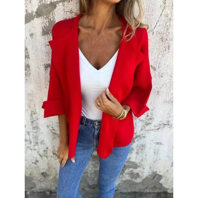 Chic Women's Coat | Synthetic Chamois Leather, Classic Lapel Design 0