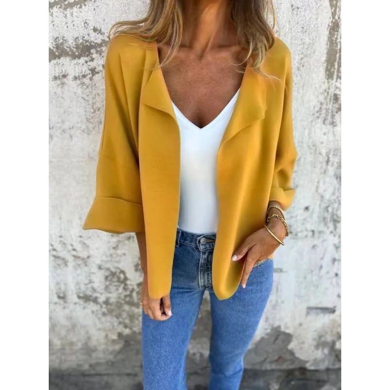Chic Women's Coat | Synthetic Chamois Leather, Classic Lapel Design 2