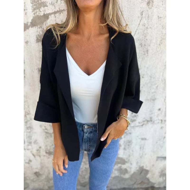 Chic Women's Coat | Synthetic Chamois Leather, Classic Lapel Design 3