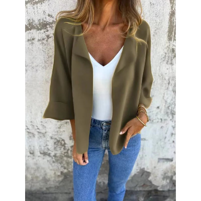 Chic Women's Coat | Synthetic Chamois Leather, Classic Lapel Design 5