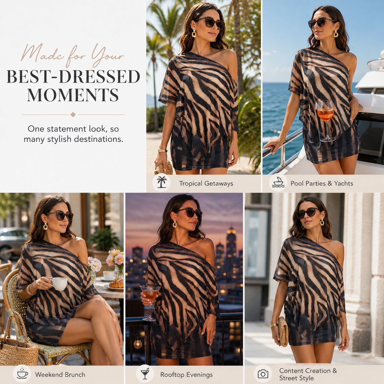Ciera Skirt Set | Stretchy Animal Print, Draped Top and Mini Skirt 1