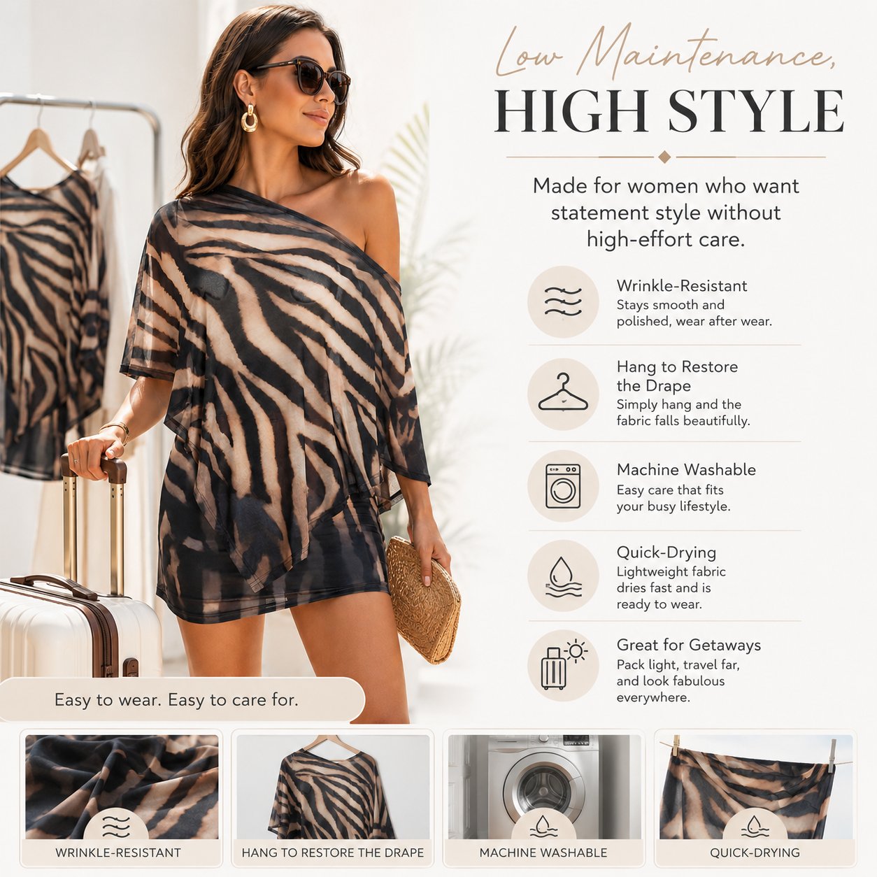 Ciera Skirt Set | Stretchy Animal Print, Draped Top and Mini Skirt 2