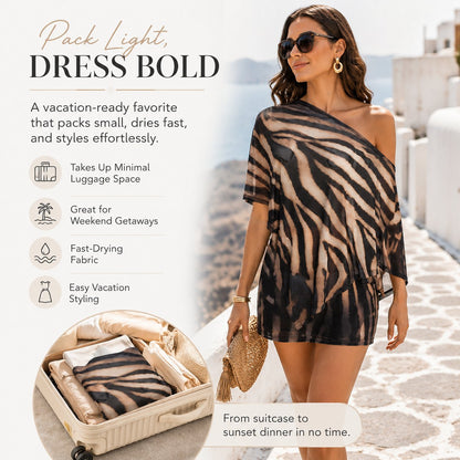 Ciera Skirt Set | Stretchy Animal Print, Draped Top and Mini Skirt 3