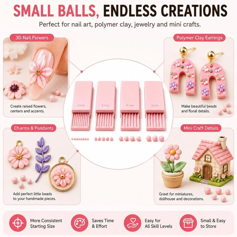 Cleo Clay Ball Maker Set | 3D Printed, Four Precision Sizes for Pottery and Polymer Clay Tools 2