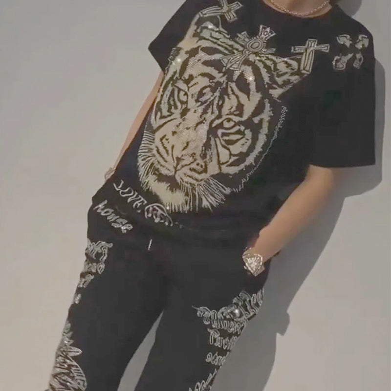 Cleo Two Piece Pants Set | Casual Printed Top and Drawstring Pants for Ladies 1