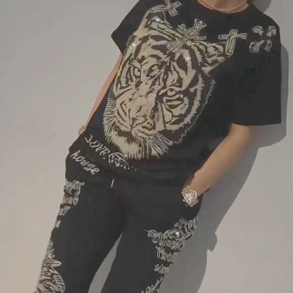 Cleo Two Piece Pants Set | Casual Printed Top and Drawstring Pants for Ladies 1