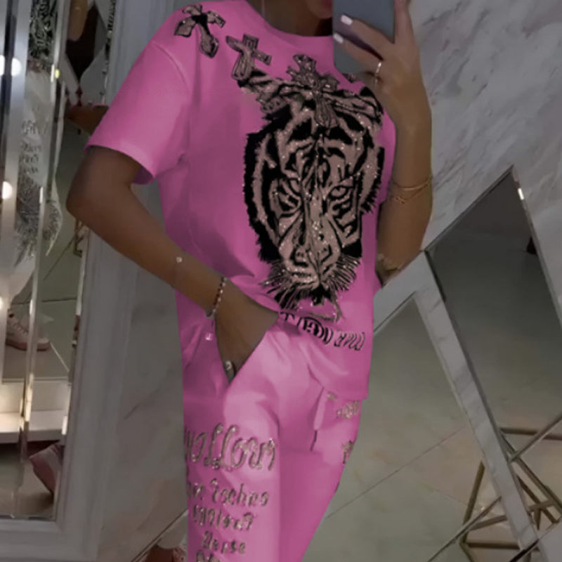 Cleo Two Piece Pants Set | Casual Printed Top and Drawstring Pants for Ladies 4