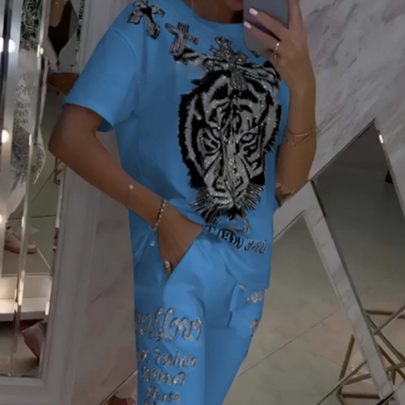 Cleo Two Piece Pants Set | Casual Printed Top and Drawstring Pants for Ladies 7