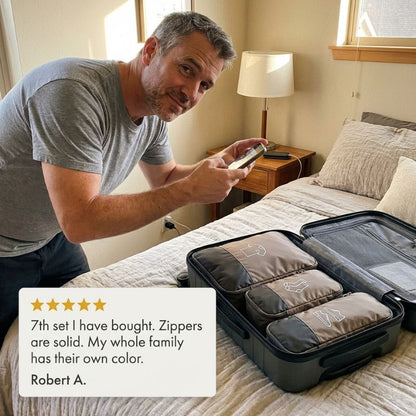 Cora Compression Packing Cubes Set | Dual-Zipper, Space-Saving 6