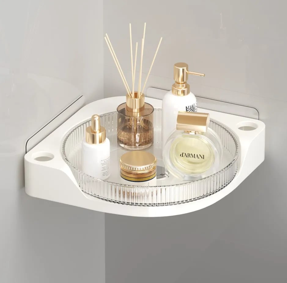 Cora Corner Shower Caddy | 360 Rotating Design, Space-Saving, Leak-Proof