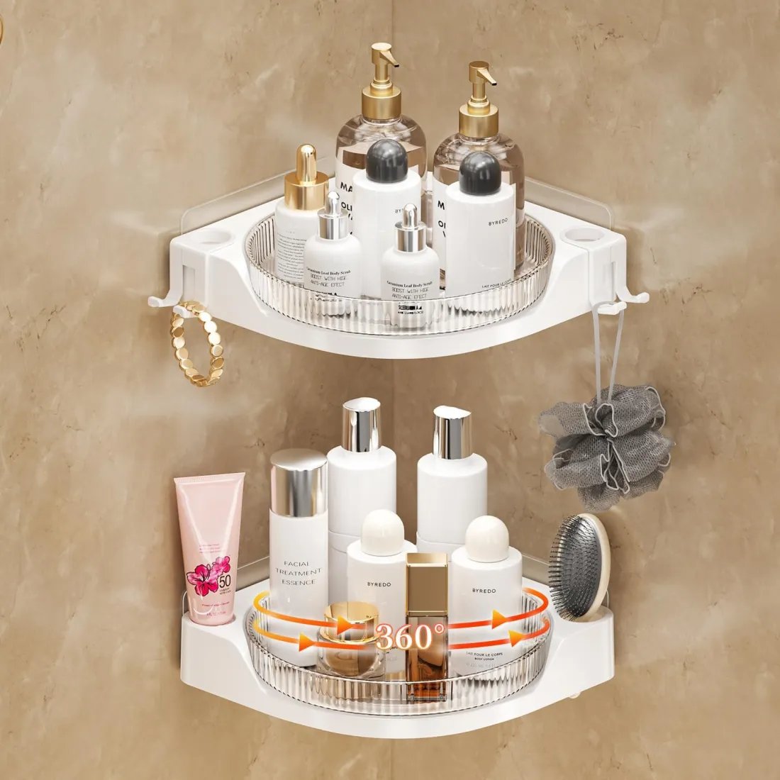 Cora Corner Shower Caddy | 360 Rotating Design, Space-Saving, Leak-Proof 1