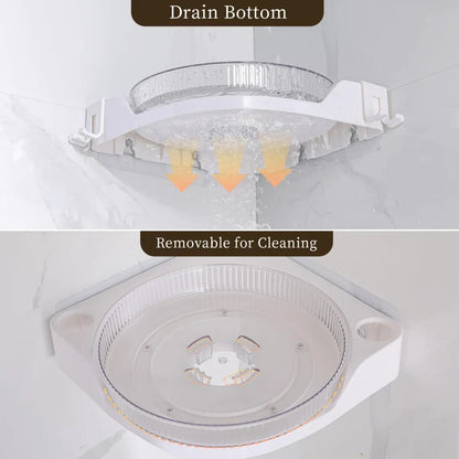 Cora Corner Shower Caddy | 360 Rotating Design, Space-Saving, Leak-Proof 3