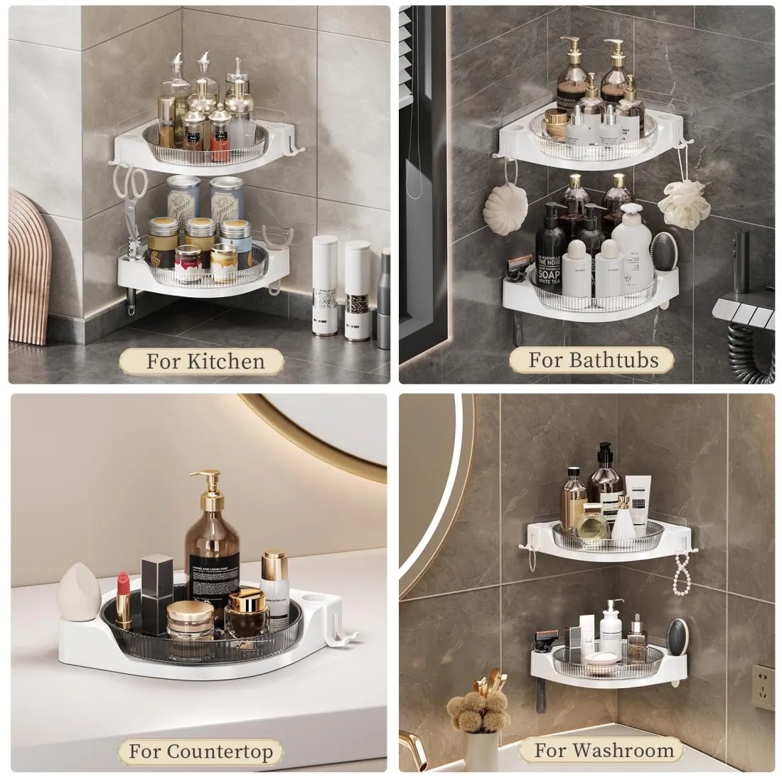Cora Corner Shower Caddy | 360 Rotating Design, Space-Saving, Leak-Proof 4
