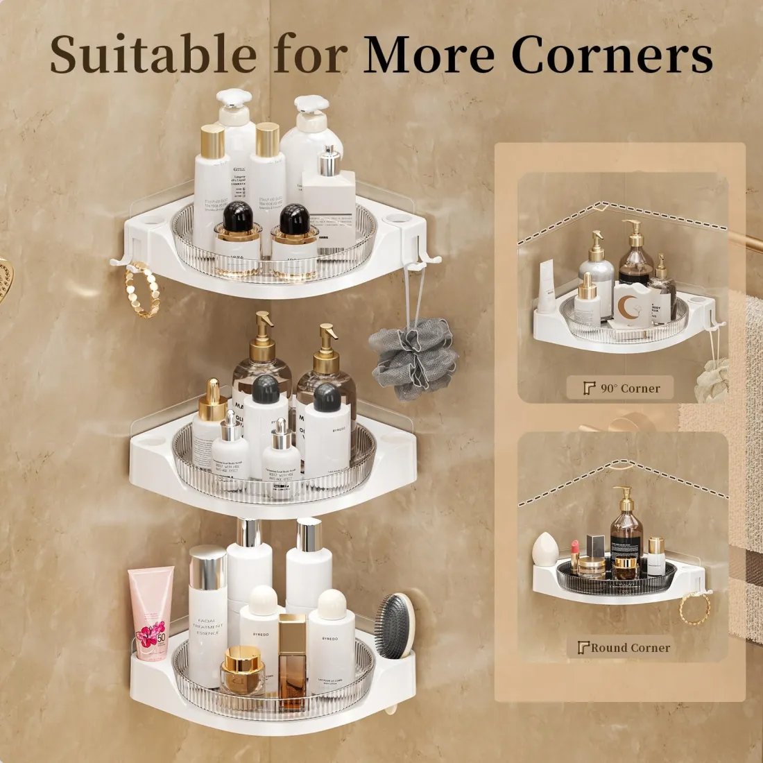 Cora Corner Shower Caddy | 360 Rotating Design, Space-Saving, Leak-Proof 6