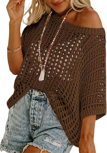 Cora Crochet Top | Lightweight Knit Women's Blouse for Going Out 11
