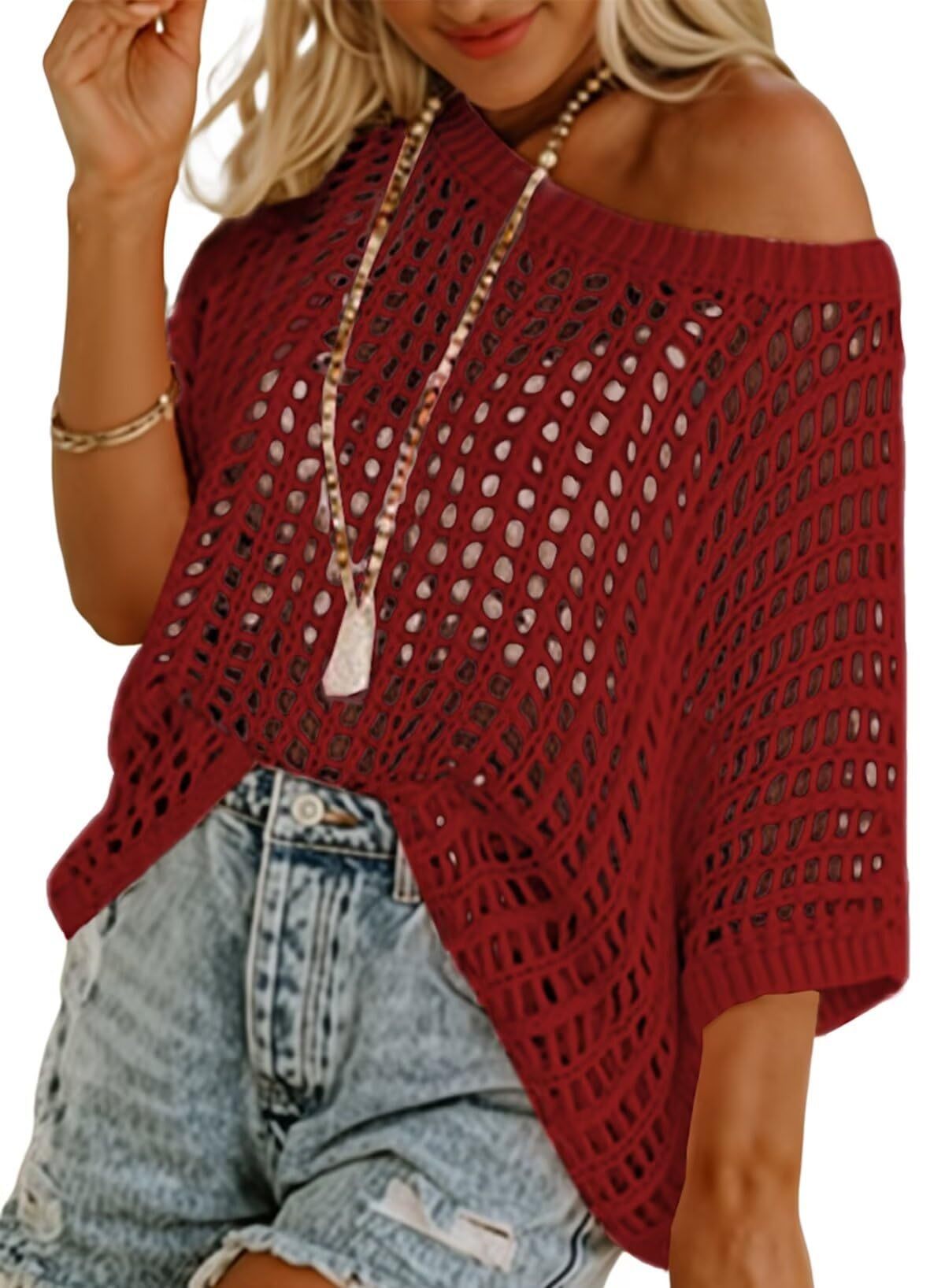 Cora Crochet Top | Lightweight Knit Women's Blouse for Going Out 20