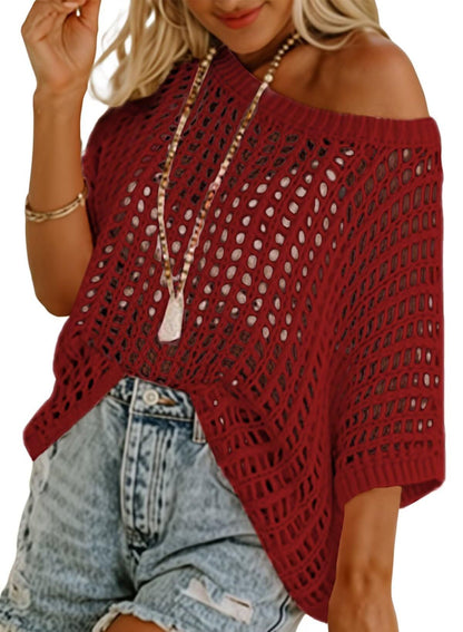Cora Crochet Top | Lightweight Knit Women's Blouse for Going Out 20