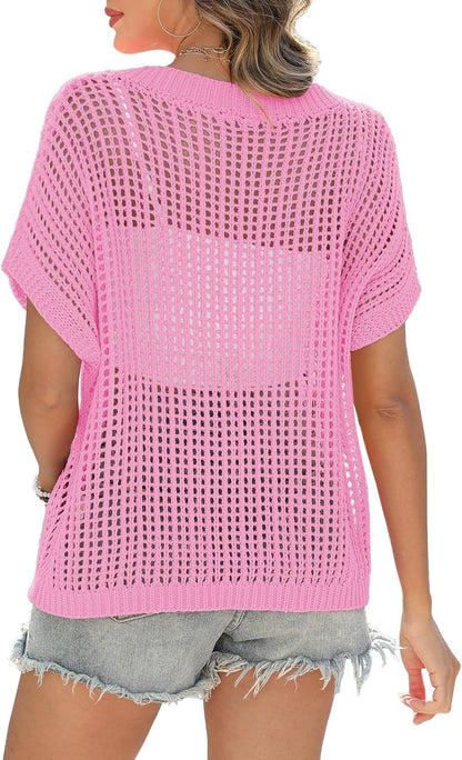Cora Crochet Top | Lightweight Knit Women's Blouse for Going Out 7