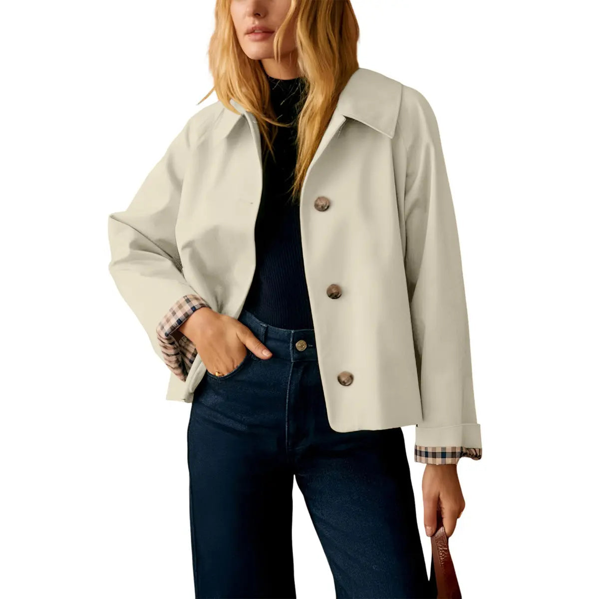 Cora Cropped Trench Coat Women | Windproof, Oversized Fit 10