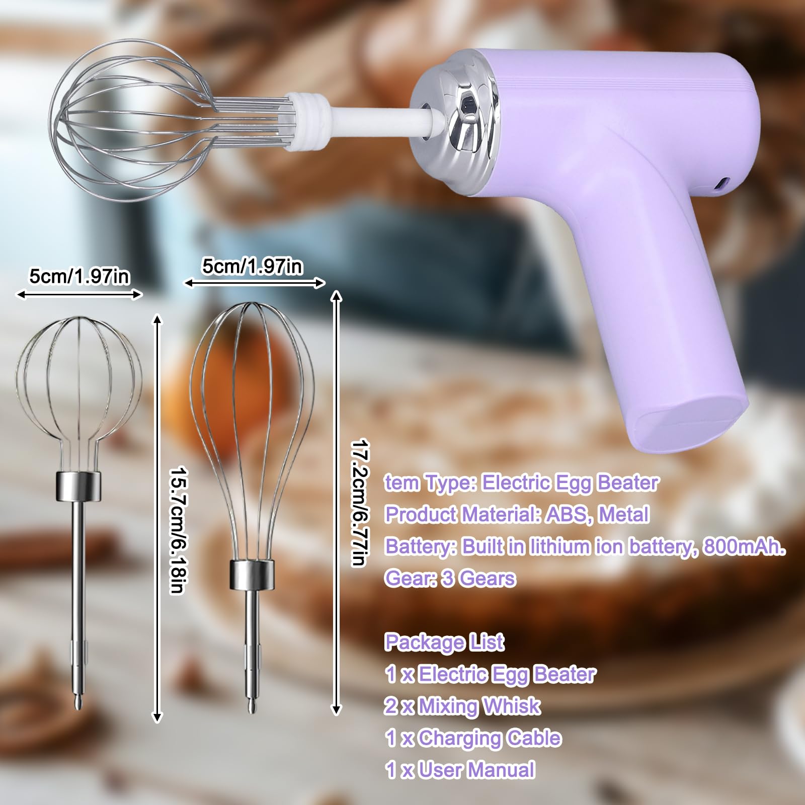 Cora Electric Hand Mixer | Cordless, Ergonomic Design, 3-Speed Settings 4