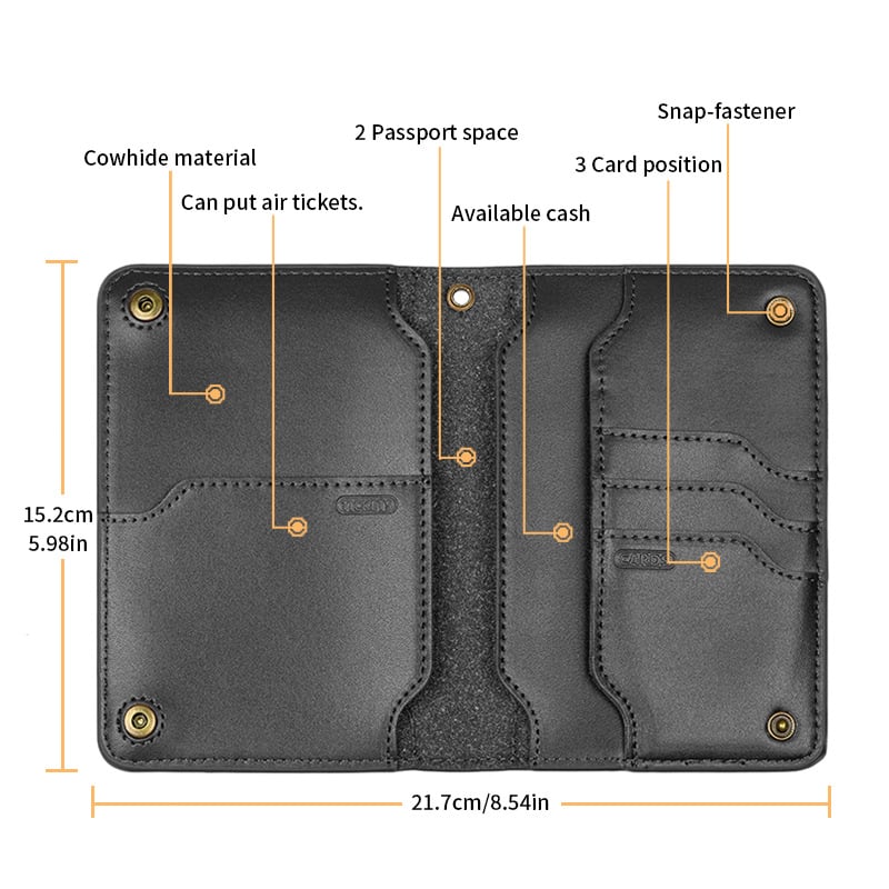 Cora Travel Wallet | Genuine Leather Passport Holder for Men, Compact Design 3