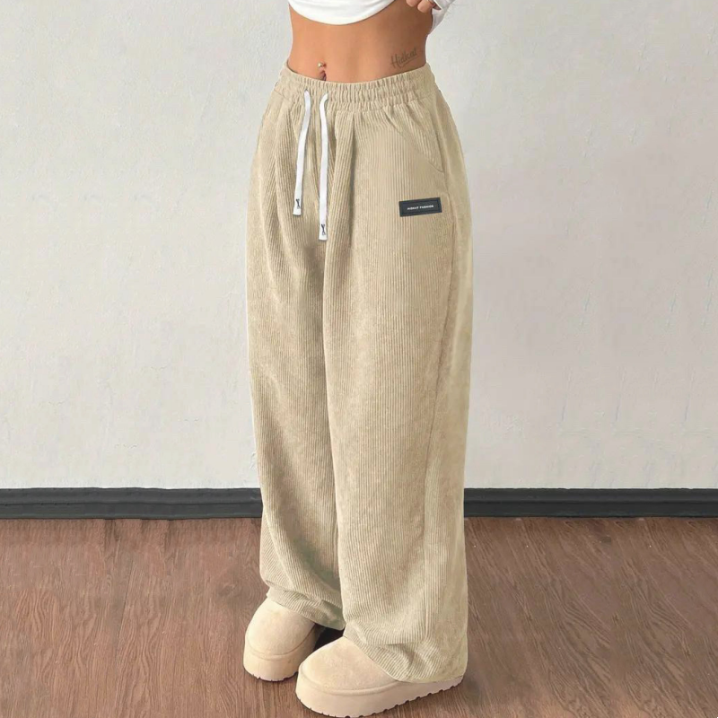 Cora Wide-Leg Pants | Premium Corduroy, Adjustable Drawstring