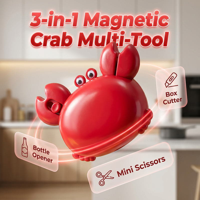 Crabby Multi-Tool | 3-in-1 Magnetic Bottle Opener, Scissors, Box Cutter 1