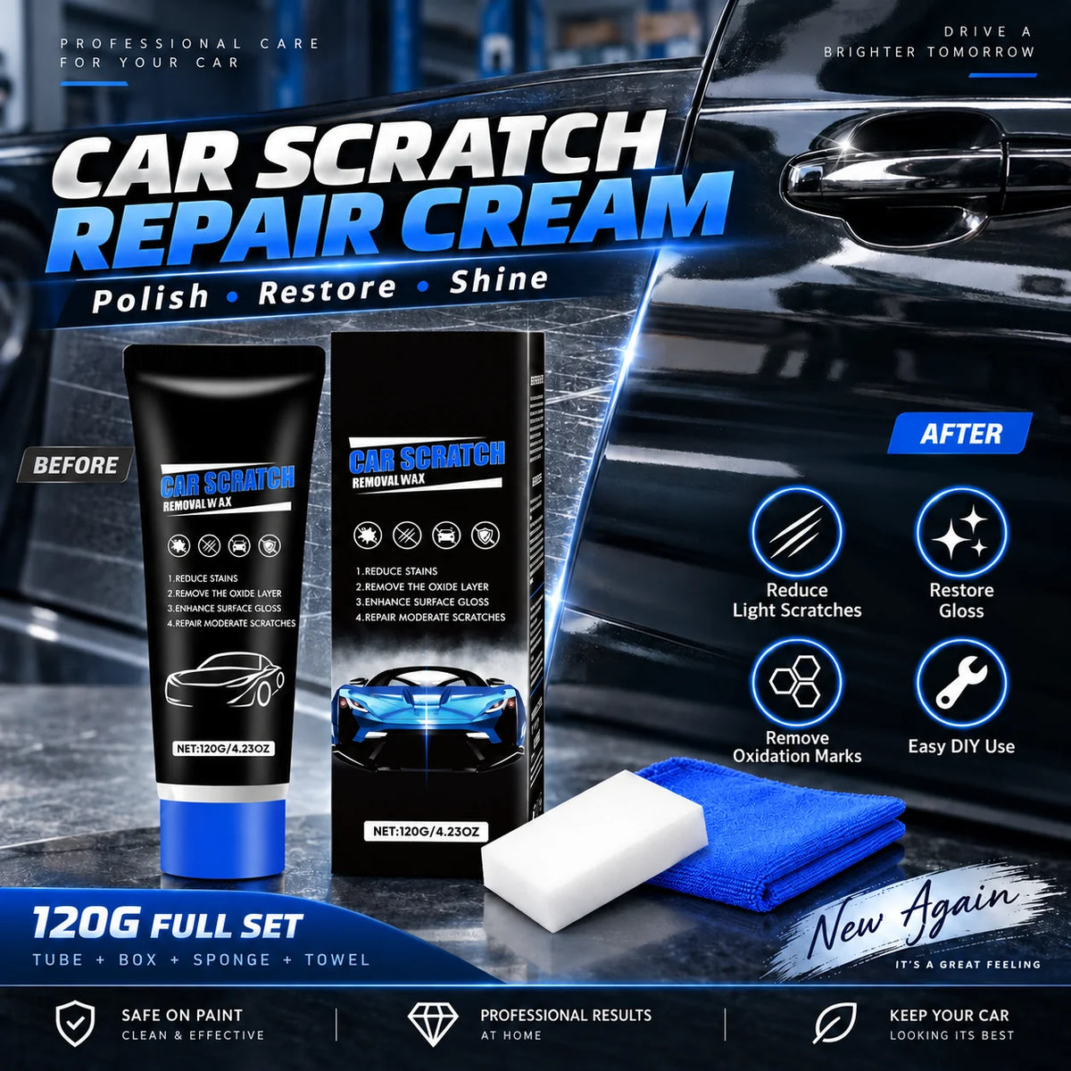 Cresta Car Wax | Scratch Removal Polish for Shallow Paint Imperfections 1