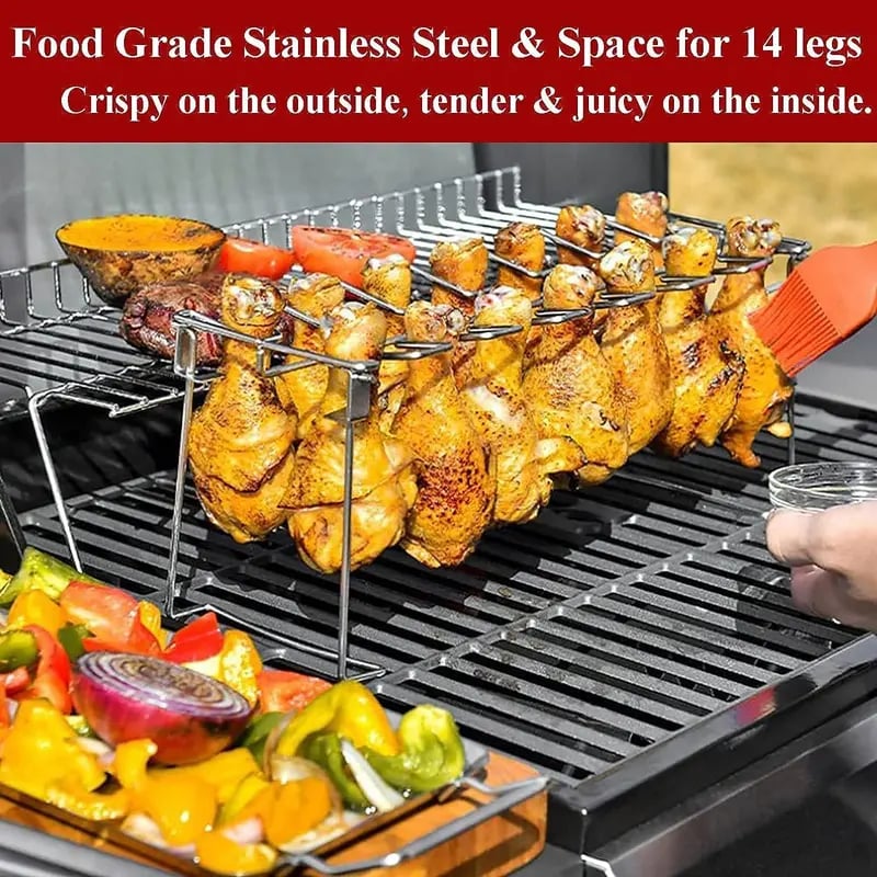 CrispRack Chicken Leg Holder | Food-Grade Stainless Steel, Holds Up to 14 Legs 0