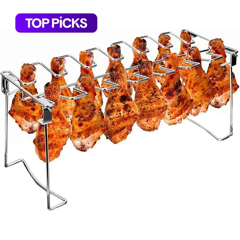 CrispRack Chicken Leg Holder | Food-Grade Stainless Steel, Holds Up to 14 Legs 1