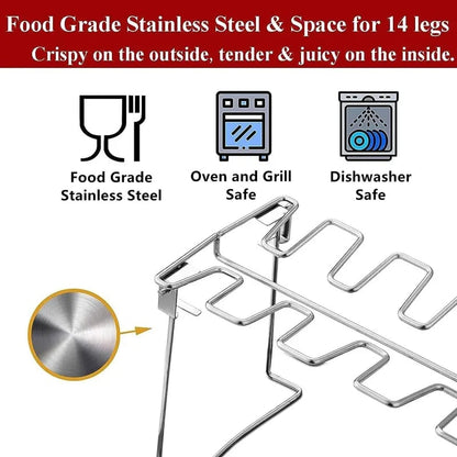 CrispRack Chicken Leg Holder | Food-Grade Stainless Steel, Holds Up to 14 Legs 2