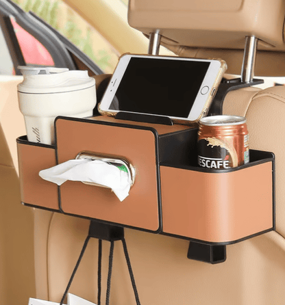Cura Car Organizer | Waterproof Backseat Storage with Cup Holders and Tissue Box Slot 4