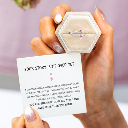 Your Story Isn't Over Pavé Semicolon Ring