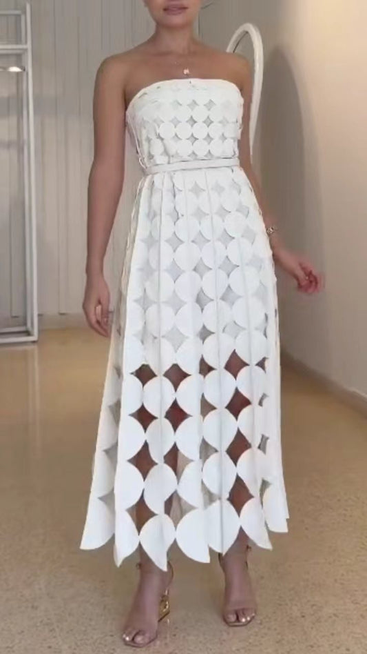 Dahlia Women's Dress | Elegant A-Line White Strapless Cocktail Design 0