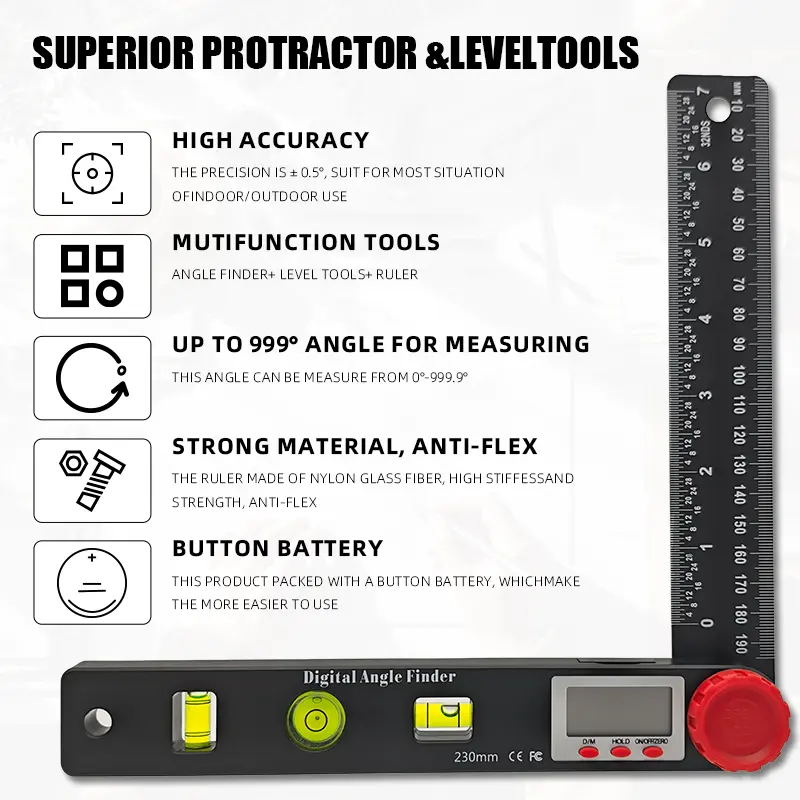 DigiAngle Pro Ruler | 4-in-1 Digital Angle Finder 3