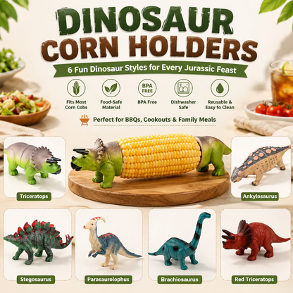 DinoGrip Corn Holders | Stainless Steel Prongs for Corn on the Cob 0