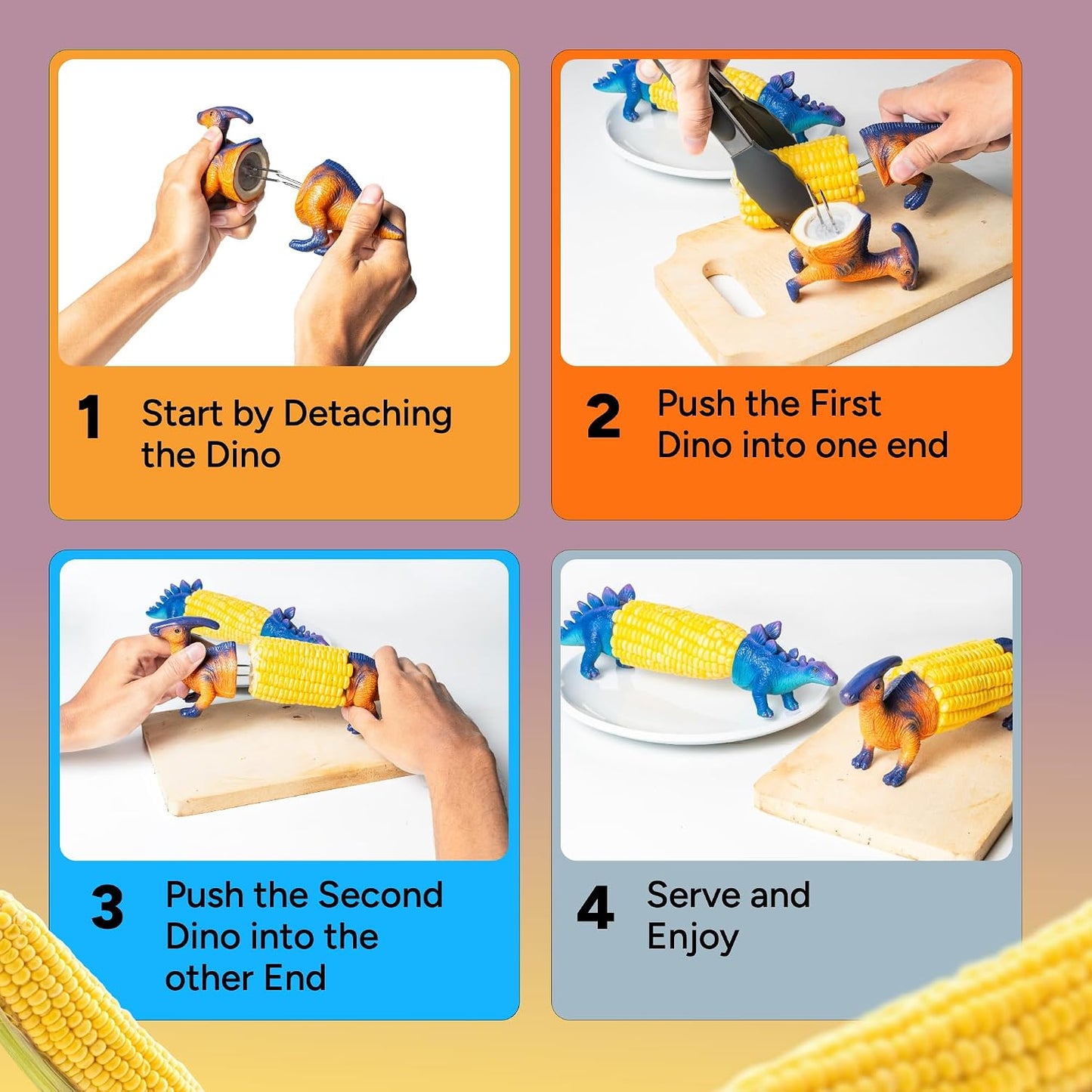 DinoGrip Corn Holders | Stainless Steel Prongs for Corn on the Cob 8