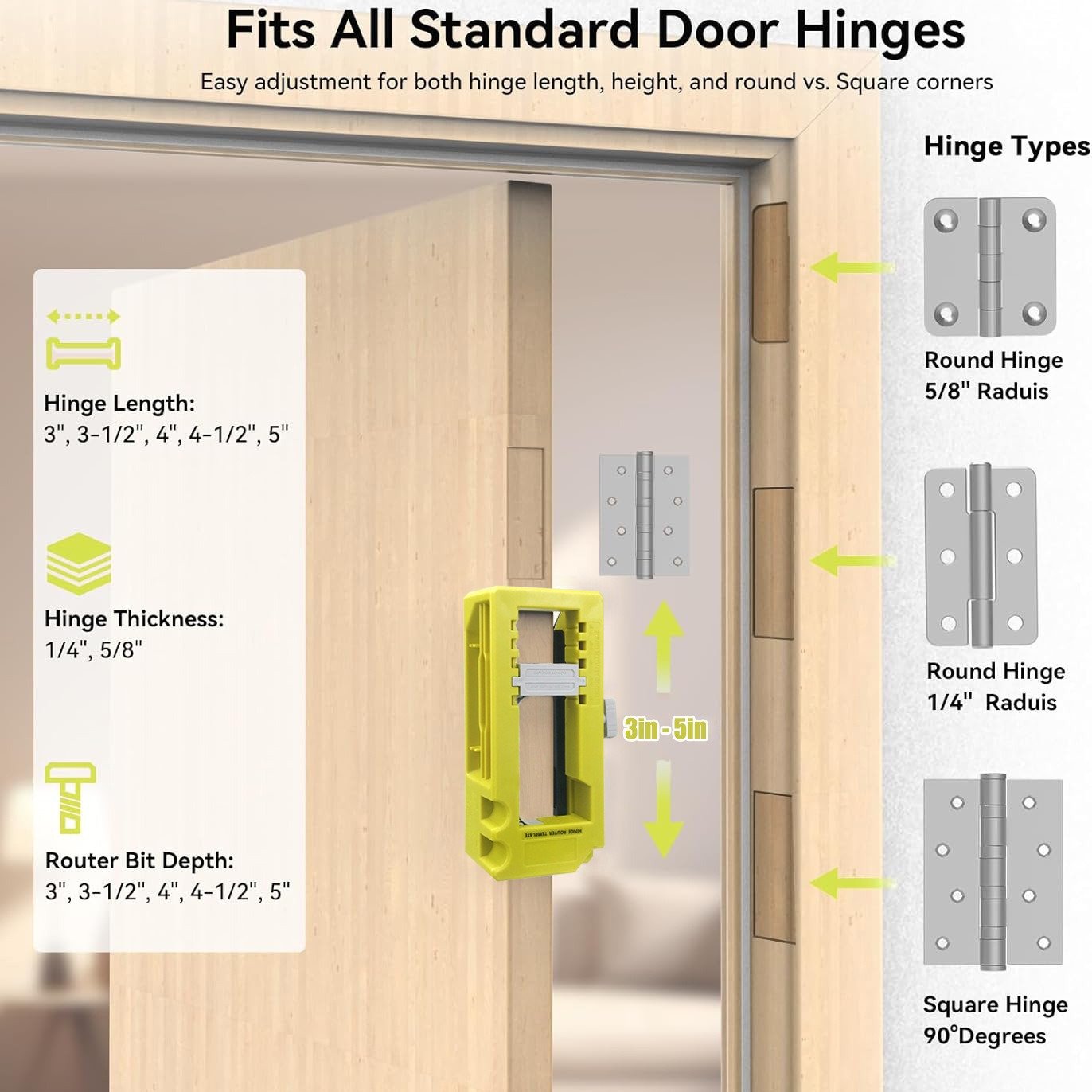 DuraPro Door Hinge Jig | Adjustable Hinge Mortise Template for Router 5