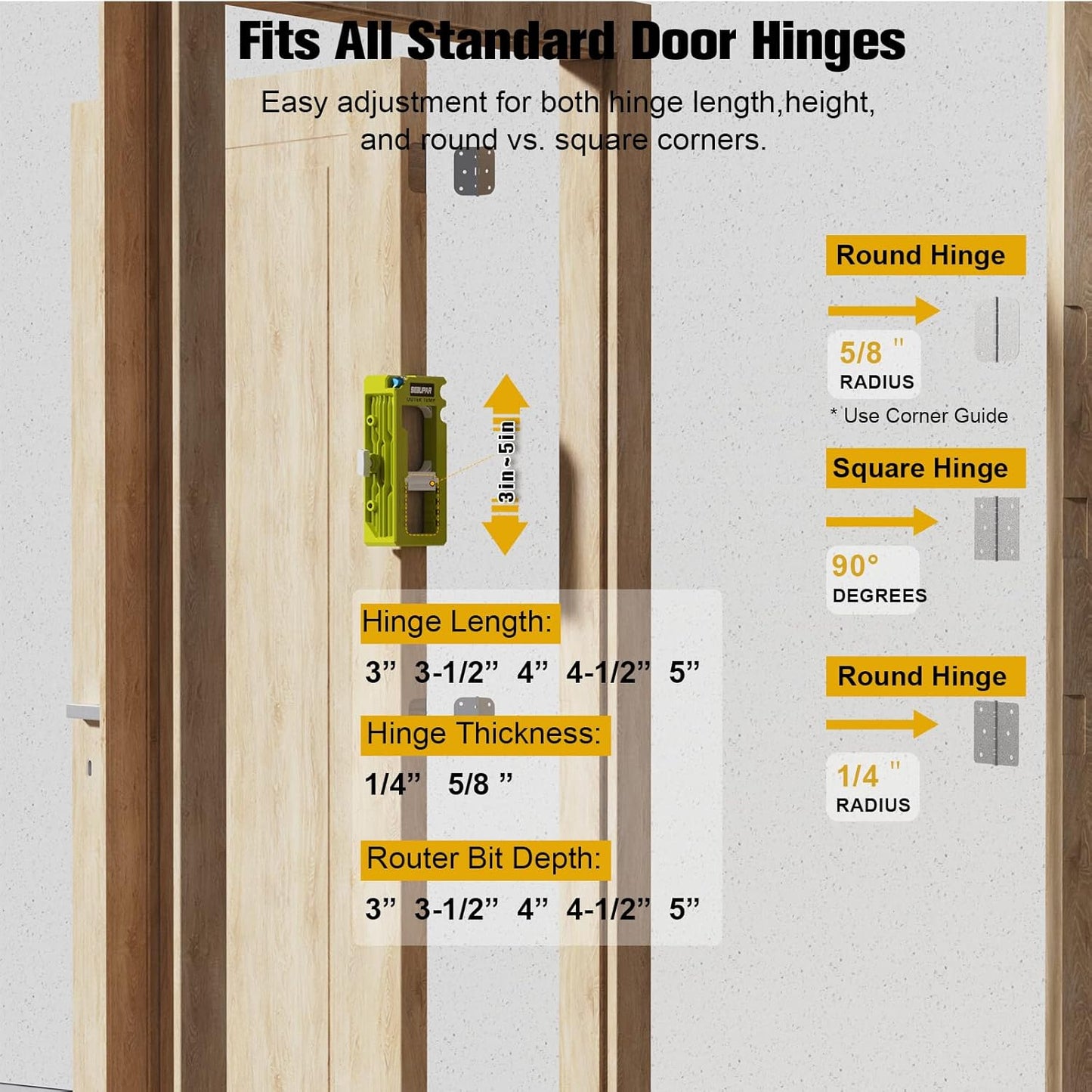 DuraPro Door Hinge Jig | Adjustable Hinge Mortise Template for Router 6