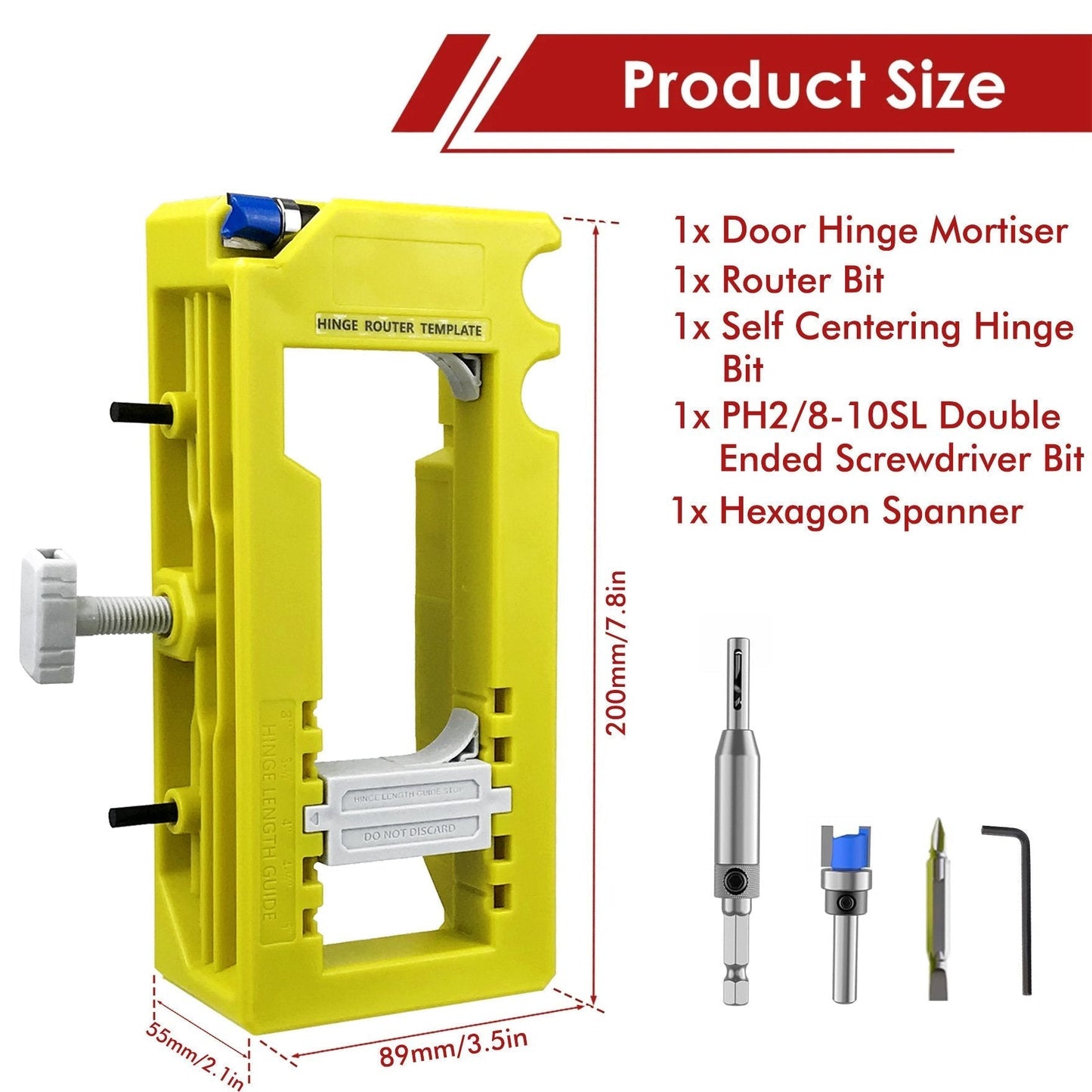 DuraPro Door Hinge Jig | Adjustable Hinge Mortise Template for Router 7
