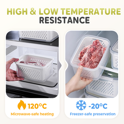 Dura Fresh Food Storage Container | 2-in-1 Draining Design, Airtight & Stackable 3