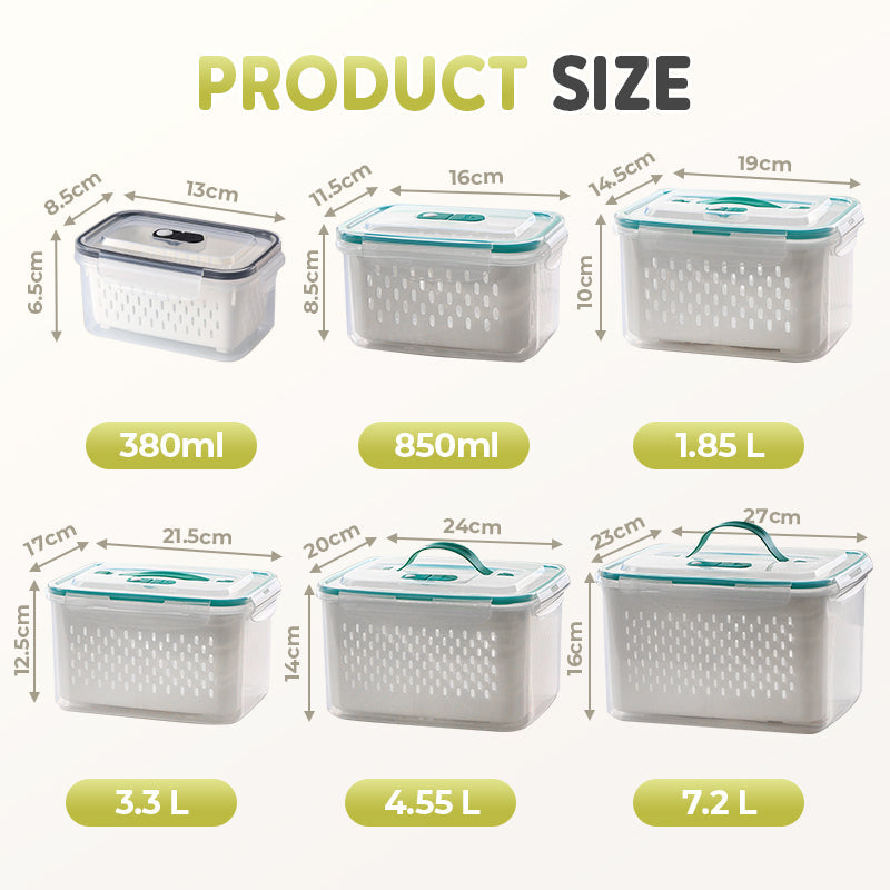 Dura Fresh Food Storage Container | 2-in-1 Draining Design, Airtight & Stackable 7